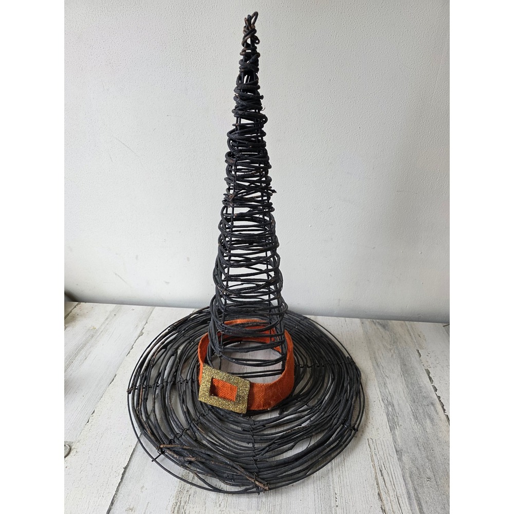Wooden witch large Halloween hat decor